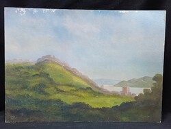 Jákó Balázs - Visegrád olaj, farost festmény 50 x 70 cm