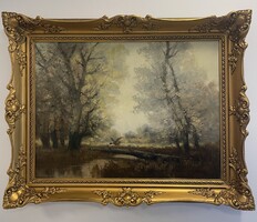 V. (Vitéz / Vodice) original 78x98 cm oil painting by Kálmán Sashegyi