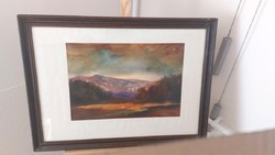 (K) Tarr János tájkép festmény 77x56 cm kerettel