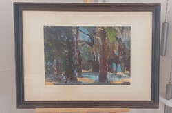 (K) Tarr János tájkép festmény 77x56 cm kerettel