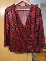 L/XL Elegáns Glitteres piros fekete Nöi Bluz Felsö Top