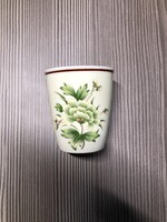 Hollóháza porcelán pohár / snapszos pohár, virágmintás dekorral