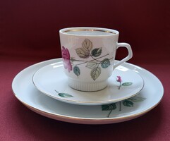 CP Colditz német porcelán reggeliző szett kávés csésze csészealj kistányér rózsa virág mintával