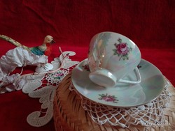 Kávés csésze Lüsztermázas romantikus  porcelán csésze + alj
