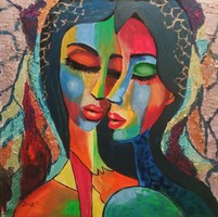 B.Tóth Irisz-ABSZTRAKT festmény 40x40cm
