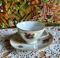 Kávés csésze Lüsztermázas romantikus  porcelán csésze + alj