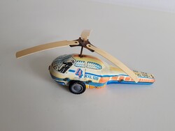 Retro régi fém játék lendkerekes helikopter Lemezárugyár mid century lemezjáték