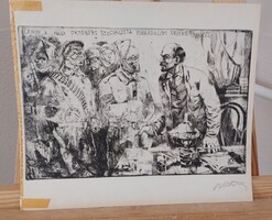 (K) Lenin rézkarc Würtz szignóval 27x31 cm