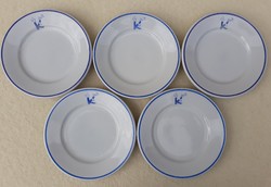 Régi kék csíkos Zsolnay porcelán vendéglős, menzás kistányérok