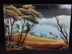 Marosán László - Október olaj, farost festmény 25x35 cm