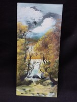 Marosán László - Vihar után olaj, farost festmény 40x19 cm