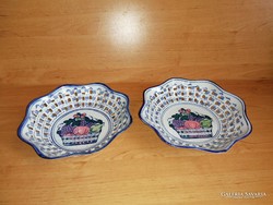 Áttört gyümölcs mintás porcelán kínáló tál asztalközép párban - 20,5 cm (2p)