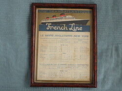 Ritka francia óceáni transzatlanti French Line gőzhajó társaság menetrend 1935 ből Le Havre New York