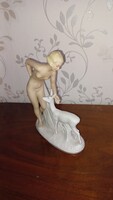 Női akt őzikével Schaubach Kunst porcelán