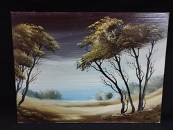 Marosán László - Hűvös reggel olaj, farost festmény 30x40 cm