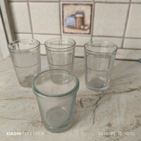 Retro ,üveg  pohár, vastagfalú , peremes  pohár 4 db  eladó!