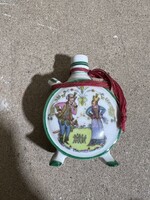Zsolnay porcelán kulacs, régi, 8 x 5 x 3 cm-es. 3272