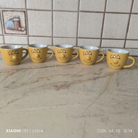 Retro kerámia kávés pohár,mókás  csésze  5 db eladó! Kávéskészlet eladó!