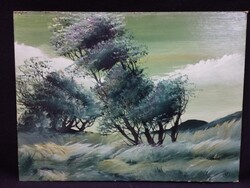 Marosán László - Szélfújta felhők olaj, farost festmény 30x40 cm