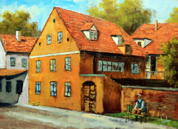 Akciós ár: Lantos György: Óvárosi utca Zágrábban 30x40 cm