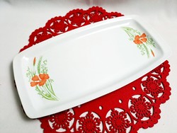 Régi pipacs mintás Alföldi porcelán tálca, szendvicses tál 36 x 19 cm