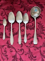 Régi ezüstözött, német WMF, NESCAFÉ és más evőeszköz készlet darabjai