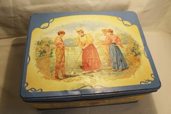 Hatalmas jelenetes fém pléh bádog doboz BATTISTERO