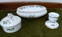 Hollóházi Erika mintás porcelán 3 db-os szett, 2 db bonbonier +1 db mini gyertyatartó