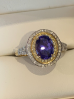 2.40 ct Tanzanit 0.55ct Brillekkel arany gyűrű.ÚJ. Tanúsítvánnyal