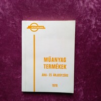 Metalloglobus Műanyag termékek áru- és árjegyzéke 1978