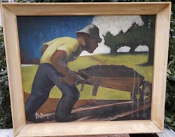 50% DECEMBERBEN. A.Mogyorós festmény /Talicskázó