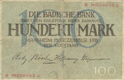 100 márka 1918.12.15. Németország Mannheim 2.