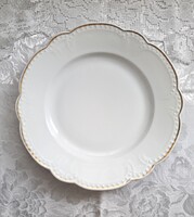 Régi Zsolnay arany peremes gyöngyös hófehér lapos tányér 24cm