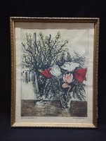 Benedek György csendélet rézkarc 37x47 cm