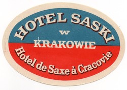 Hotel címke, bőröndcímke. Krakkó.
