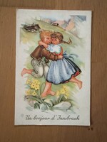 Antik képeslap - Gyerekek, Alpok, Innsbruck