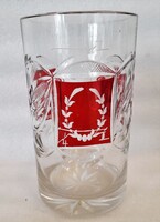 Antik ritka nagyméretű metszett bieder pohár korsó, 0,5 L.