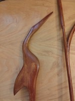 Retró fa kócsag, daru madár dekor. 53 cm.