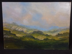 Jákó Balázs - Dombok - olaj, farost festmény 50 x 70 cm