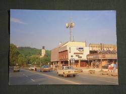 Képeslap,Boglárlelle,Dózsa György út, Szolgáltatóház,OTP,étterem látkép,részlet, 1988-