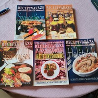 Receptvarázs, 5 db szakácskönyv együtt. Horváth Ildikó, Szabó Lászlóné, Bártfai Laci bácsi
