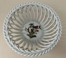 Herendi, áttört fonott porcelán kosárka, Rothschild mintával