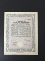 Magyar Királyság 3%-kal kamatozó Törlesztéses Államadóssága 1000 Pengő