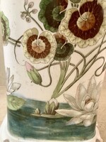 Transvaal antik porcelán WC gyönyörű dús tavirózsa  festéssel vízkőtlenítve fürdőszoba mosdó
