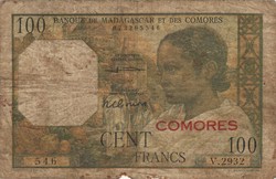 100 frank francs 1963 Madagaszkár és Comores Comore szigetek