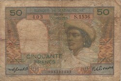 50 frank francs 1950-51 Madagaszkár és Comores Comore szigetek
