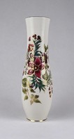 1U309 Vajszínű aranyozott virágmintás Zsolnay porcelán díszváza 24.8 cm