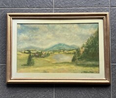 Szép pasztell tájkép  - 38 x 55 cm kerettel
