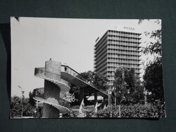 Képeslap,Balatonalmádi,Auróra szálló,hotel,csigalépcső felüljáró,kilátó látkép,részlet, 1972-