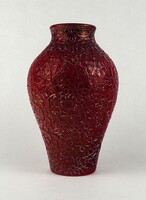 1U181 Repesztett Zsolnay ökörvérmázas váza 19 cm